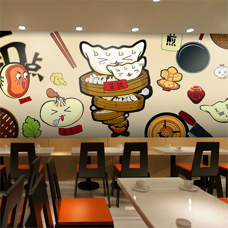 Food Snacks Background - Niestandardowa, ręcznie malowana fototapeta 3D z