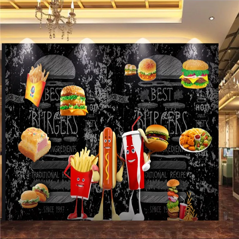 Food Snacks Background - Niestandardowy hamburger Hot Dog chleb frytki