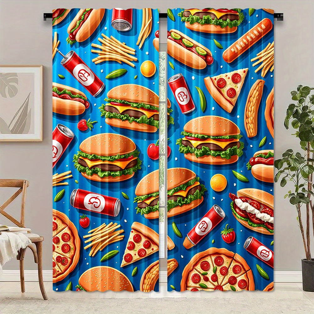 Food Snacks Background - Szybka porcja jedzenia Burger Pizza Zasłona