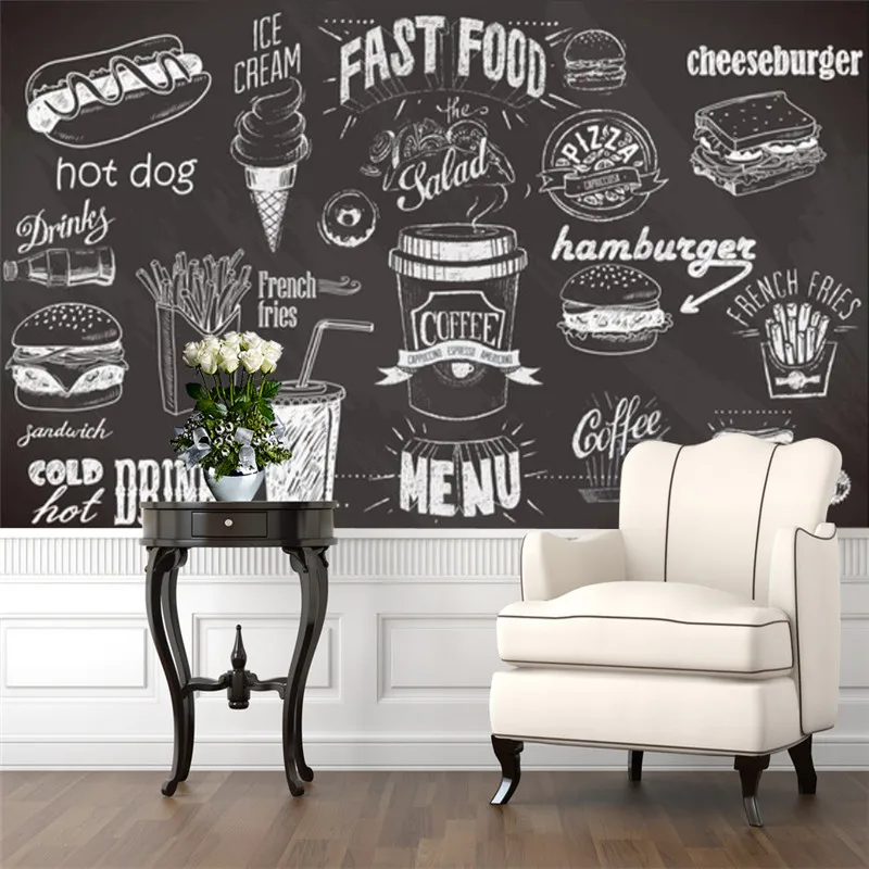 Food Snacks Background - Niestandardowa ręcznie malowana tablica Fast Food