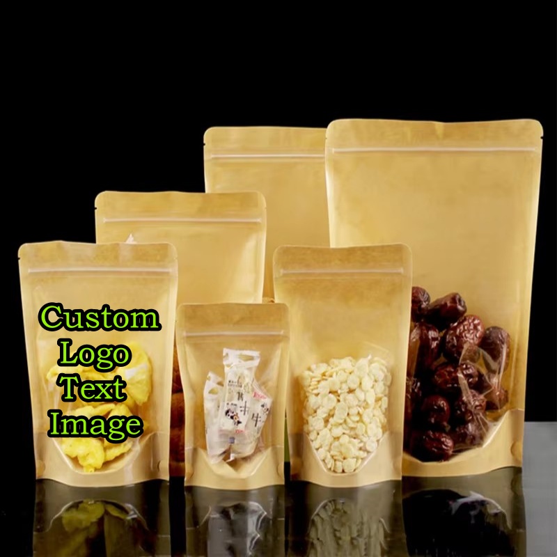 Food Like Snacks - 100 SZTUK Przezroczystych Torebek Kraft z