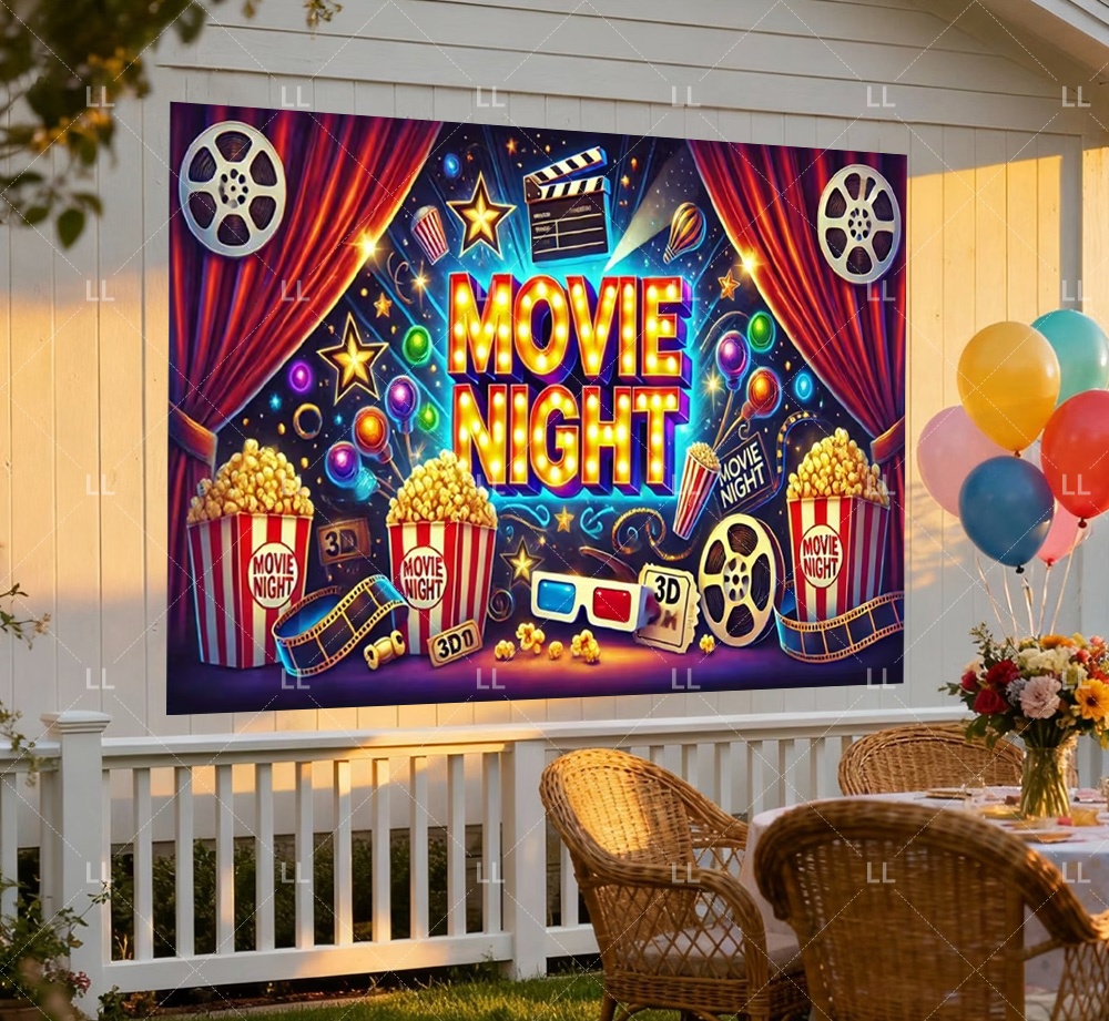 Dekoracja na wieczór filmowy w – Food Snacks Background recenzja i cena